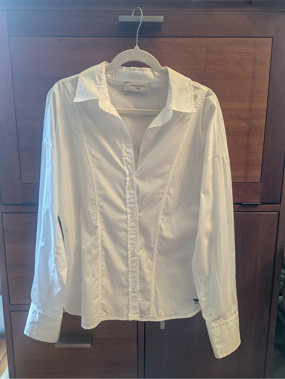 NWT WEEKEND MAX MARA WHITE ELEGANT COTTON POPLIN BLOUSE | SIZE 12